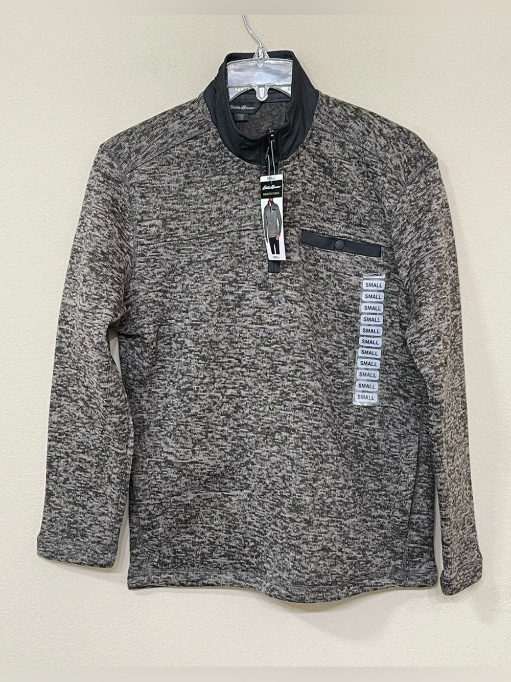Eddie Bauer Men’s Heather Gray 1/4 Zip Long Sleeve Pullover Fleece Sweater s S